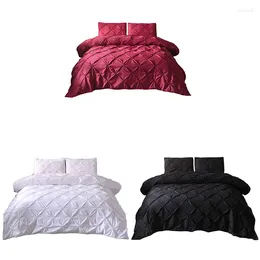 Bedding Sets Luxury Black Duvet Cover Pinch Pleat Brief Set 3Pcs Bed Linen Comforter With Pillowcase