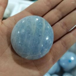 Decorative Figurines Natural Blue Crystal Palm Stone Healing Gem Pebble Worry Therapy Irregular Shape