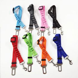 Adjustable Pets Supplies Dog Collars & Leashes Nylon Safety Seat Belt Puppy Seat Lead Leash Dogs Harness Vehicle Travel Clip 8 colors LL