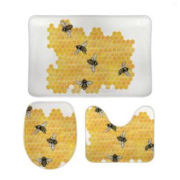 Bath Mats Cancer Honeybees 3pcs Bathroom Set Rug Non-slip Mat Coral Velvet Floor Toilet Room Carpet Rugs Zod