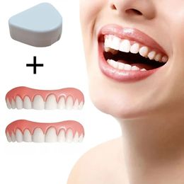 False Teeth Silicone Storage Container Upper Lower Veneers Perfect Laugh Veneers Dentures Paste Fake Teeth Braces Comfortable 240412