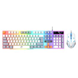 Keyboard Mouse Combos Arabic+English T26 three Colour illuminated keyboard and mouse wired mechanical feel game H240412