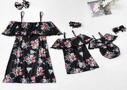 New Family Look Cute Baby Summer Dress navy Cotton Dress018134569