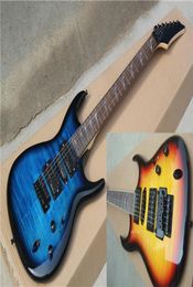 Factory Custom Blue Sunburst Electric Guitar With Flame Maple Veneer Fixed Bridge Rosewood Fretboard Black Hardware Can be customi7305046