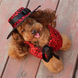 Dog Apparel Leopard Print Pet Cape Funny Outfits With Bow Tie Adjustable Hat For Cats And Dogs Perfect Halloween Attractive Costume