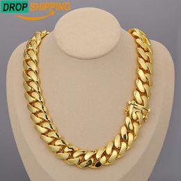 Dropshipping Cubana Heavy Mens 20Mm Gold Plated Cuban Link Chain Miami Hip Hop Jewelry Choker Necklace