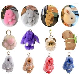 Keychains 1pcs Cute Fluffy Fur Pompon Keychain Car Key Chain Jewelry Gifts Trinket Women Claw Tag For Girls Bag