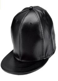 PU Leather Baseball Cap Sport Hats Black Snapback 10pcslot 04848289