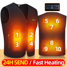 10 Areas Heated Vest Men Women Usb Electric Self Heating Vest Warming Waistcoat Heated Jacket Washable Thermal Heated Clothes 240408