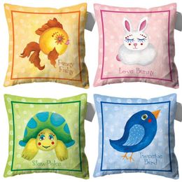 Pillow Linen Decorative Pillowcase Cartoon Animal Print Pillows Pink Covers