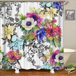 Shower Curtains 3d Bathroom Green Plants Flowers Leaves Printed Home Decor With Hooks 180x240cm Bath