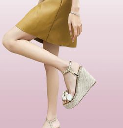 Shell Pearl Wedges Platform Sandals Women Summer Gold Sliver Ankle Buckle Strap Party Fashion Beach Shoes Drop Ship6473063