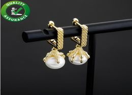 Stud Earrings Fashion Hip Hop Jewellery Mens Diamond Earring Iced Out Square Dragon Claw Pearl Ear Rings Luxury Designer Accessories5731233