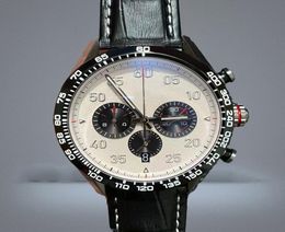 Mens Sport Watch Japan VK Quartz movement Chronograph Grey dial Wristwatches Steel Case racing car Black calendar uhr hanbelson3545645