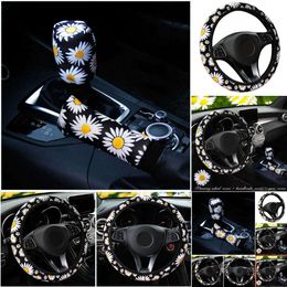 2024 2024 Universal Car Cute Daisy Flower Car Interior Decoration Knitted Steering Wheel Cover Styling Interior Accessories Product