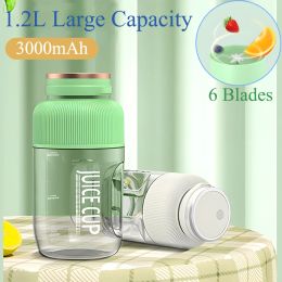Juicers Portable Blenders Large Capacity Fruit Juice Extractor Mixer Machine 1200ml Smoothie Bottle Electric Juicer Cup 3000mAh Battery