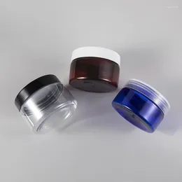 Storage Bottles 50g 80G Empty Brown Blue Clear Plastic Face Cream Jar 50ML With Black/White PP Screw Caps Skincare Packaging Containers