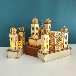 Party Decoration 2024 Ramadan Decorations Islamic Muslim Prayer Temple Ornament Wood LED Eid Mubarak For Home