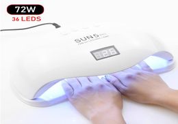 SUNX SUN5 72W UV Led Lamp Nail Dryer For All Types Gel 36 Leds UV Lamp for Nail Sun Light Infrared Sensing Smart Manicure8344360