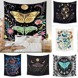 Tapestries 95x73cm Vintage Sun Tapestry Wall Hanging Botanical Celestial Floral Hippie Flower StarryWall Carpets Dorm Decor