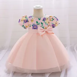 Girl Dresses Summer Bow Clothes For Flower Kids Wedding Bridesmaid Prom Gown Toddler Floral 1st Birthday Party Ball Evening