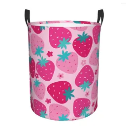 Laundry Bags Foldable Basket For Dirty Clothes Pink Cute Strawberry Storage Hamper Kids Baby Home Organizer