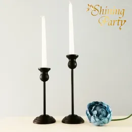 Candle Holders Black Colour Metal Retro Stand Vintage Candlestick Wedding Party Home Christmas Decoration