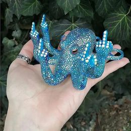 Środkowy palec Octopus Statua żywica ogrodowa Luminous Dekoracja Dekora