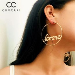 Dangle Earrings CHUCARI Metal Round Circle Hollow Femme Baby Letter Women Geometric Bohemian Trendy Statement Jewelry