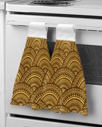 Towel Golden Lace Dark Brown Kitchen Cleaning Cloth Absorbent Hand Household Dish