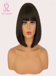 Synthetic Wigs SUe EXQUISITE For Women Short Bob Wig With Bangs Black Red Blonde Pink Lolita Cosplay Party Natural Hair Kend224943319