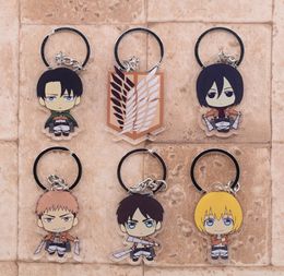 Attack on Titan Keychain Double Sided Acrylic Key Chain Pendant Anime Accessories Cartoon Key Ring8218232