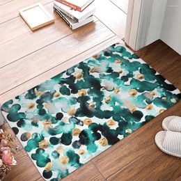 Bath Mats Modern Nordic Geometry Green Oil Painting Style Floor Mat Door Anti-slip Carpet Bedroom Living Room Home Decoration