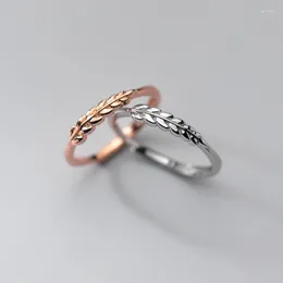 Cluster Rings Fashion 925 Sterling Silver Elegant Feather Leaf Adjustable Ring Simple Fine Jewelry For Women Lover Party Daily Accessories