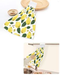 Towel Fruit Yellow Pear Green Leaf Hand Towels Home Kitchen Bathroom Hanging Dishcloths Loops Quick Dry Soft Absorbent Custom