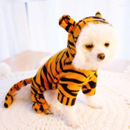 Dog Apparel Clothes Winter Soft Warm Coat For Teddy Pomeranian Puppy Cats Four-legged Tiger Costume Pet Jacket Thickened With Fleece