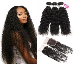 Brazilian Kinky Curly with Closure 10A Unprocessed Brazilian Virgin Deep Curly Hair Bundles with 44 Middle 3 Part Closure66766598557441