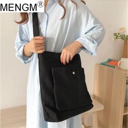 Shoulder Bags MENGM Simple Fashion Girls Tote Bag Canvas Handbag Solid Colour Sling Crossbody Go Shopping Birthday Gift