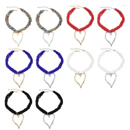 Pendant Necklaces Metal Heart Necklace Clavicle Chain Choker Multilayer Beaded Neck Jewelry