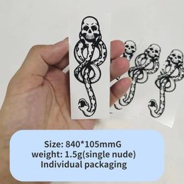 5PCS10PCS20PCS Death Eaters Dark Mark Temporary Tattoos Black Cartoon Skeleton Snake Body Art Waterproof Fake Tatoo Sticker 240408