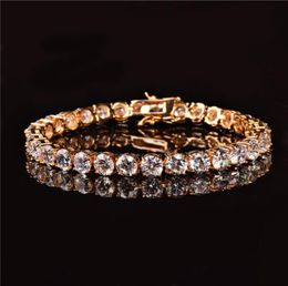 New Men039s Tennis Bracelet Rock Street Hip Hop Jewellery Women039s Gold Bracelet Ice Out CZ Stone Three Colours Drop 9988009