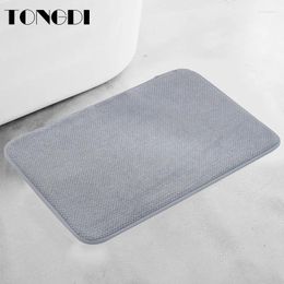 Bath Mats TONGDI Bathroom Carpet Mat Soft Shower Quick-drying Elastic Coral Velvet Suede Anti-slip Rug Decoration For Home Kitchen