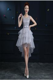 Short Evening Dresses with Sashes 2017 Elegant Gray Red High Low Ball Prom Party Homecoming Pageant Graduation Formal Dre1969118