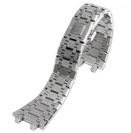 28mm Silver Solid Stainless Steel Watchband for Watches Men Women Watch Strap Bracelet with Butterfly Buckle 2 Spring Bars16449301