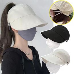 Berets Summer Sunhat Hanging Mask Women Foldable Adjustable Outdoor Beach Bucket Hat UV Protection Visors Fisherman Caps