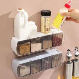 Storage Bottles Plastic Wall Mounted Seasoning Box Moisture-proof Space Saving Spice Waterproof With Spoons Multi-grid Jar Salt