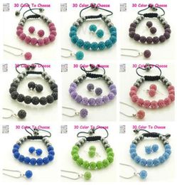 10Pcslot 10mm crystal clay slae new arrival disco bead Rhinestone shamballa Set bracelet necklace studs earrings Jewellery set u5838251