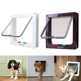 Cat Carriers Dog Flap Door With 4 Way Lock Security Cats Kitten ABS Plastic Small Gate Large Lockable Pet