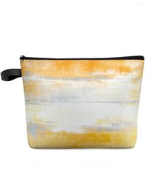 Cosmetic Bags Abstract Art Yellow Makeup Bag Pouch Travel Essentials Lady Women Toilet Organizer Kids Storage Pencil Case