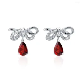 Stud Earrings GEM'S BALLET 2.10Ct Natural Garnet Bow For Women Fine Jewelry Real 925 Sterling Silver Gemstone